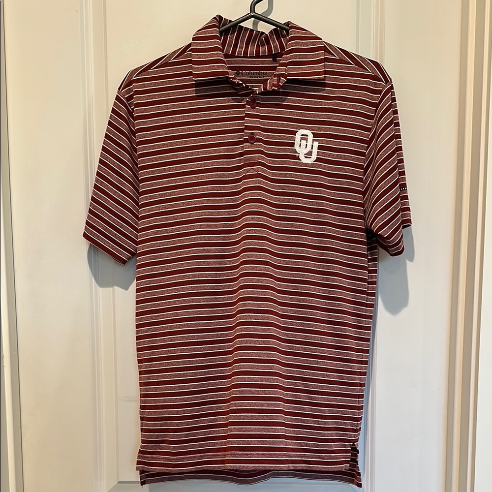 Columbia Maroon Striped Polo Shirt